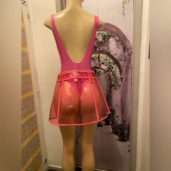 90's Barbie-core transparent PVC Mini pink buckle Skirt size M - Picture 6 of 11